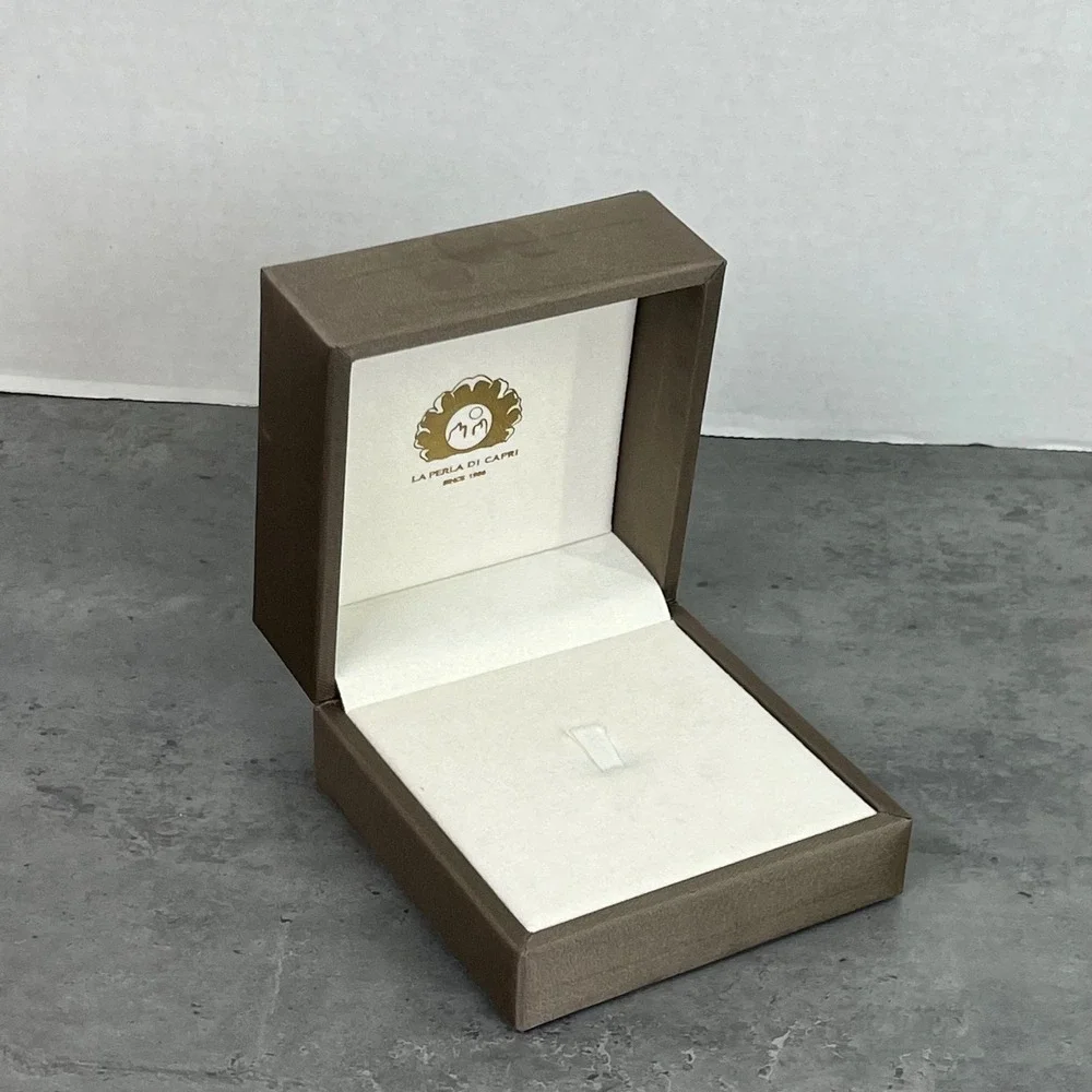 La Perla Di Capri‎ Luxury Jewelry Box Bronze Satin Ring Pendant Gift Case Italy